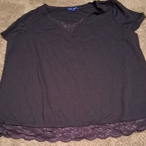 Women's Black Lace Trim Top